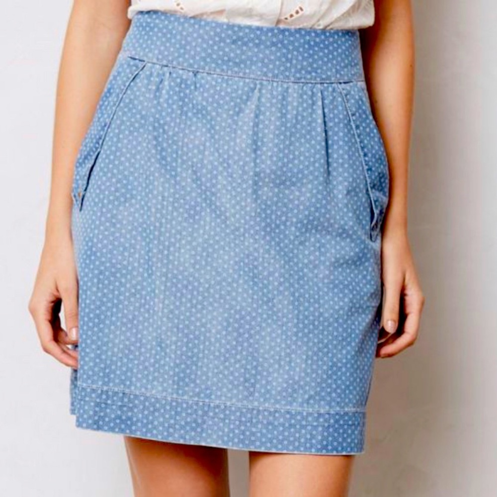 Anthropologie Holding Horse Denim A-line Skirt